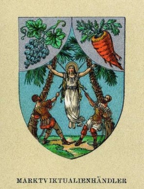 성녀 코로나의 순교_by Hugo Gerard Strohl_coat of arms of the Viennese trade cooperatives_about 1900.jpg
